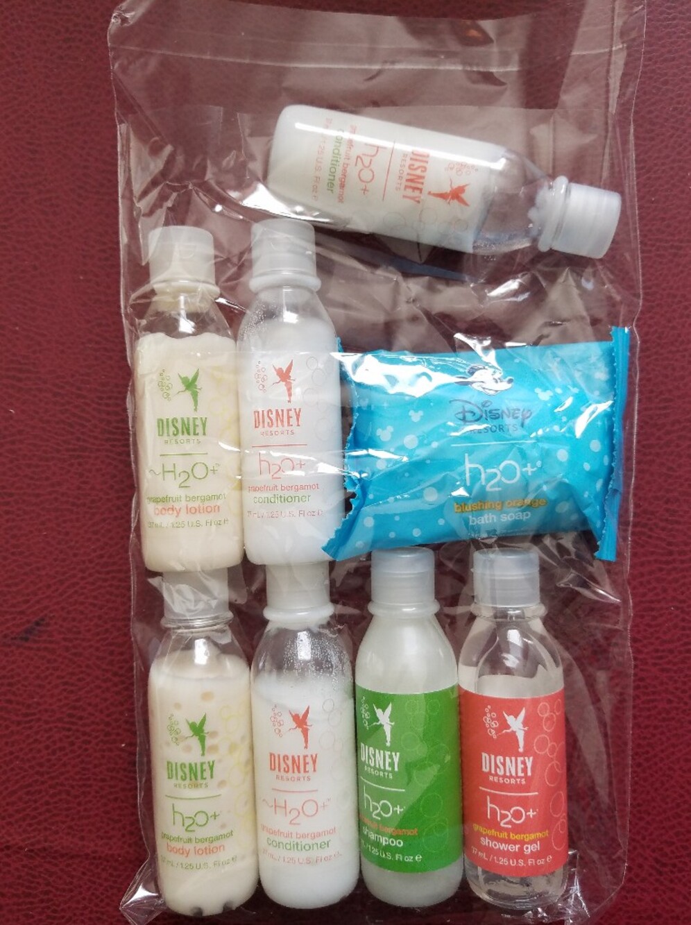 8 Disney H2O+ Bergamont Grapefruit Shampoo Conditioner Lotion Soap 1.25 Fl Oz